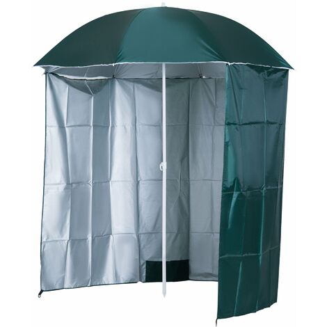 Ombrellone da Giardino Ø2,2m in Metallo con Tenda Parasole Verde Scuro