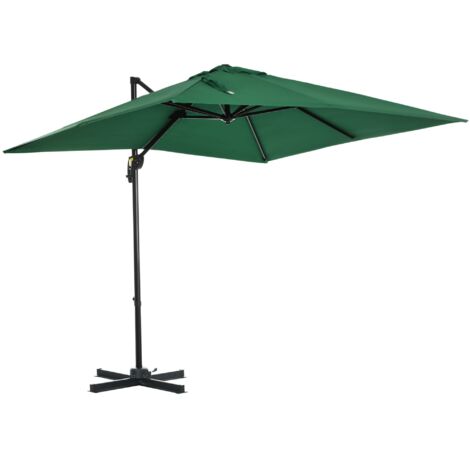 Ombrellone da Giardino 250x250 cm a Manovella con Rotazione 360° e Parasole Regolabile Verde