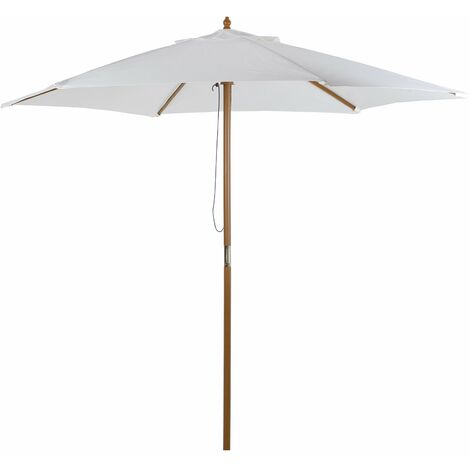 Ombrellone da Giardino Ø2,5x2,3 m Palo Ø38 mm in Bambù Bianco