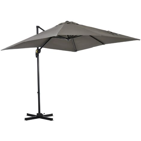 Ombrellone da Giardino 2.5x2.5 m con Rotazione 360° e Parasole Regolabile a Manovella Grigio Chiaro