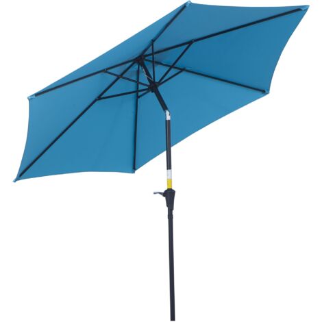 Ombrellone da Giardino Ø260x240 cm con Manovella e Testa Inclinabile in Alluminio e Poliestere Blu