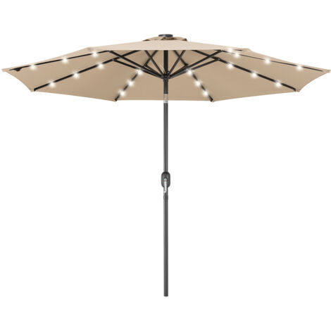 Ombrellone da Giardino 270 cm con Luci LED Parasole Ecru Antivento Esterno 8 Ribs