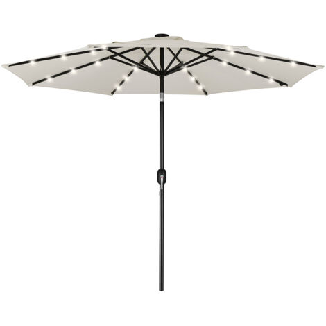 Ombrellone da Giardino 270 cm Luci LED Parasole Beige Antivento Esterno 8 Ribs
