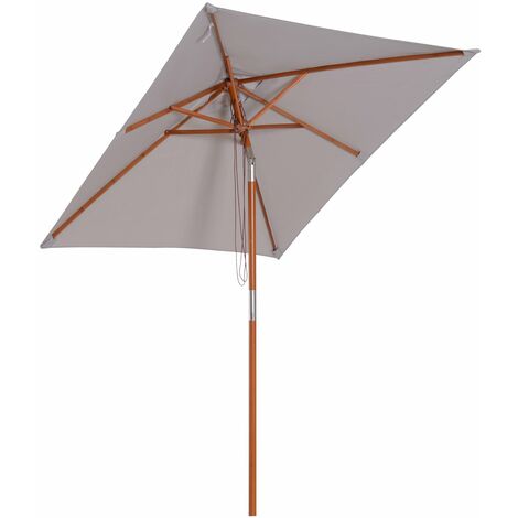 Ombrellone da Giardino 2x1,5 m Palo Ø38 mm in Legno Grigio