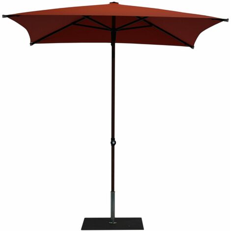 Ombrellone da Giardino 2x2 m Palo Ø38 mm in Alluminio Effetto Legno Tessuto Olefin Trend Wood Terracotta