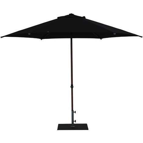 Ombrellone da Giardino Ø3 m Palo Ø38 mm in Alluminio Effetto Legno Tessuto Olefin Trend Wood Nero