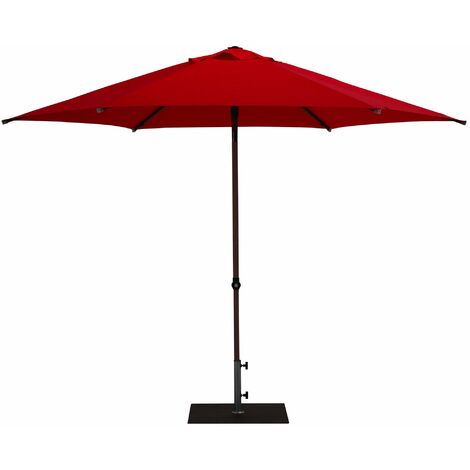 Ombrellone da Giardino Ø3 m Palo Ø38 mm in Alluminio Effetto Legno Tessuto Poliestere Trend Wood Rosso