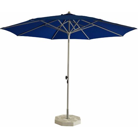 Ombrellone da Giardino Ø3 m Palo Ø40 mm in Alluminio Bianco Lucido Telo in Poliestere Blu