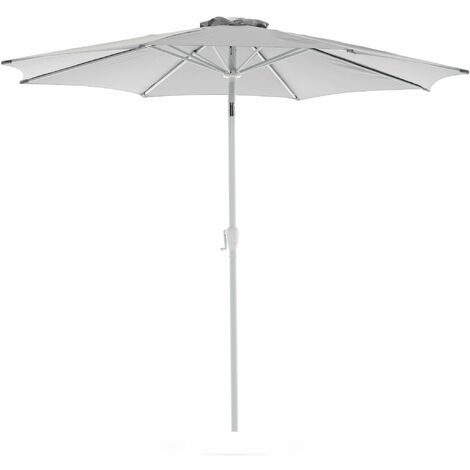 Ombrellone da Giardino Ø3 m Palo Ø48 mm in Alluminio Telo in Poliestere Palm Beach Bianco e Grigio