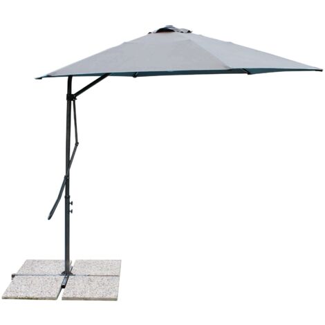 Ombrellone da giardino Ø3 mt con antivento e base a crociera Perinde -  Grey