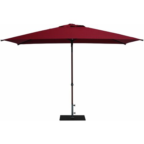 Ombrellone da Giardino 3x2 m Palo Ø38 mm in Alluminio Effetto Legno Tessuto Olefin Trend Wood Bordeaux