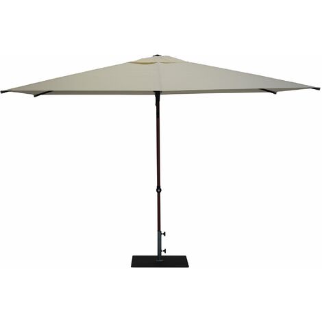 Ombrellone da Giardino 3x2 m Palo Ø38 mm in Alluminio Effetto Legno Tessuto Poliestere Trend Wood Ecru