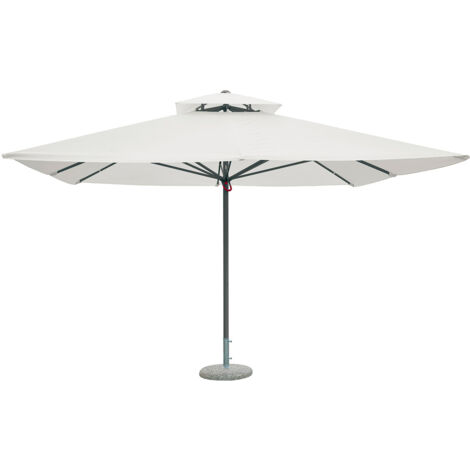 Ombrellone da Giardino 4x4m Palo Ø60 mm in Poliestere Grigio e Ecrù
