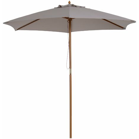 Ombrellone da Giardino a 6 Stecche 2,5x2,3m in Legno e Tessuto Poliestere Grigio