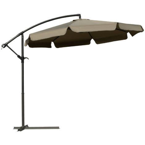 Ombrellone da Giardino a Braccio Ø265x265A cm in Metallo e Poliestere Caffè
