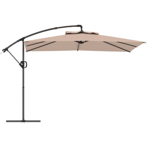 Ombrellone da Giardino a Braccio 300x325x230A cm Base a Croce in Metallo e Poliestere Cachi