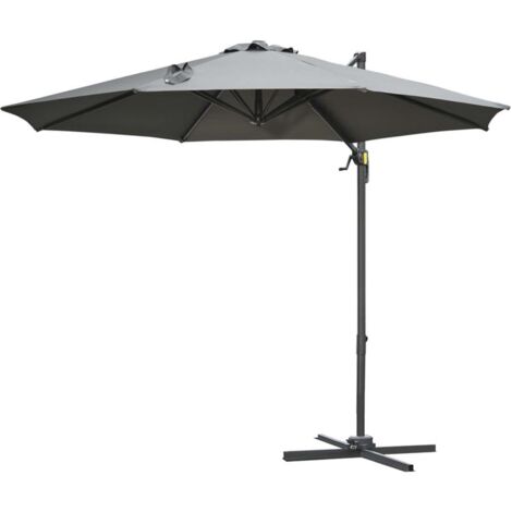 OMBRELLONE DA GIARDINO A MANOVELLA E A 8 STECCHE CON ANGOLAZIONE REGOLABILE. Ø2.95X2.5 M. GRIGIO