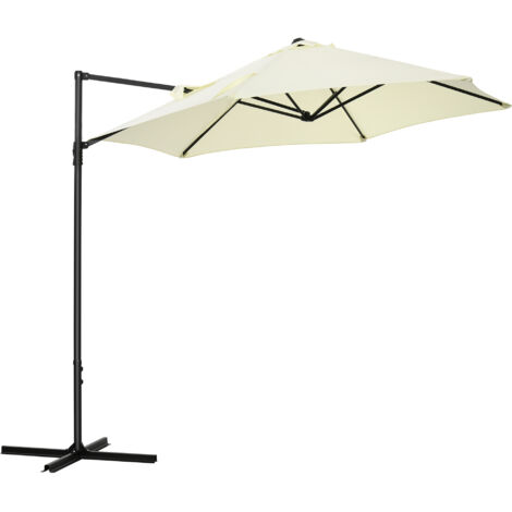 Ombrellone da Giardino a Sbalzo Ø256x245 cm con Rotazione a 360 Beige