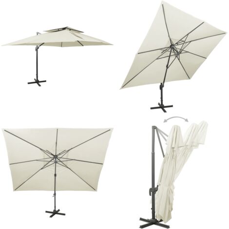 Ombrellone da giardino a sbalzo con doppia cima Sabbia 400x300 cm - Ombrellone a sbalzo - Ombrellone anti UV