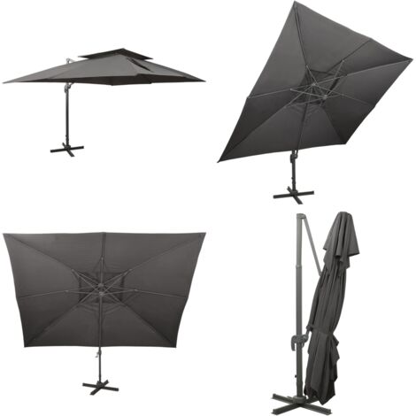 Ombrellone da giardino a sbalzo con doppio piano antracite 400x300 cm - Ombrellone a sbalzo - Protezione dal sole