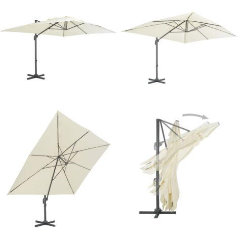 Ombrellone da giardino a sbalzo con palo in alluminio 400x300 cm Sabbia - Ombrellone sospeso - Ombrellone anti-UV