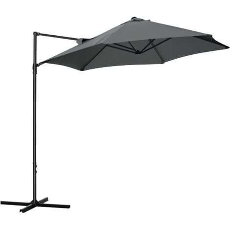 Ombrellone da giardino a sbalzo da 2,5 m, modello Roma, con ombrellone sospeso, rotazione a 360° e base a croce, grigio scuro