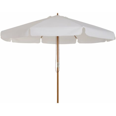 Ombrellone da Giardino con Doppio Tettuccio Ø325x250 cm in Legno di Bambù e Poliestere Crema