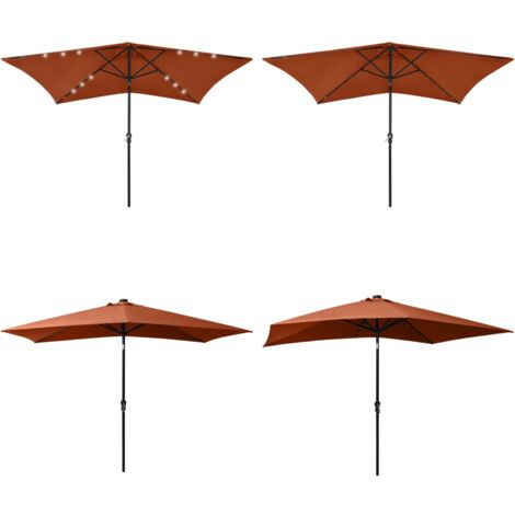 Ombrellone da Giardino con LED Palo in Acciaio Terracotta 2x3 m - Ombrellone da esterno - Ombrellone con LED