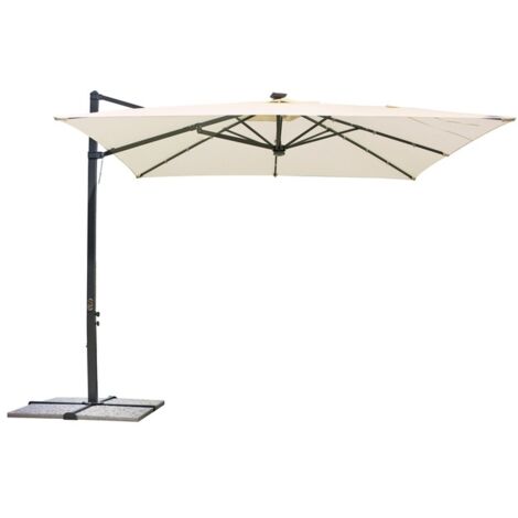 Ombrellone da Giardino con Luci Led 3 x 3 Metri in Alluminio con Palo Laterale Ombrellone Bar e Giardino