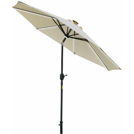 Ombrellone da Giardino con Luci LED a Pannello Solare Ø2,66m in Metallo e Poliestere Bianco Crema