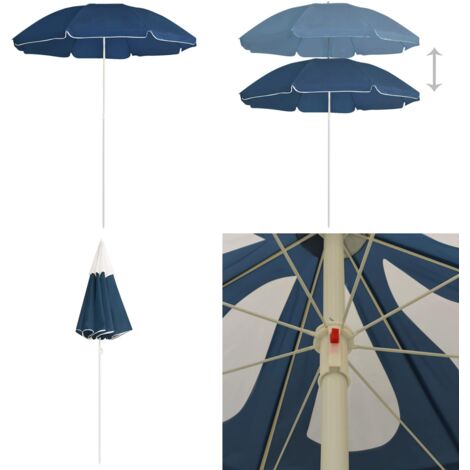 Ombrellone da Giardino con Palo in Acciaio Blu 180 cm - Ombrellone in acciaio - Protezione dai raggi UV