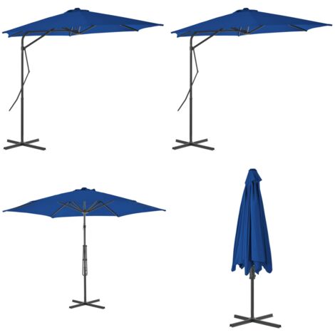 Ombrellone da Giardino con Palo in Acciaio Blu 300x230 cm - Ombrellone in acciaio - Protezione dal sole