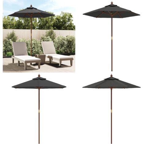 Ombrellone da Giardino con Palo in Legno Antracite 196x231 cm - Ombrellone in legno - Ombrellone anti UV