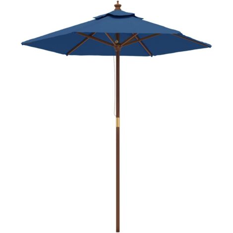 Ombrellone da Giardino con Palo in Legno Azzurro 196x231 cm vidaXL