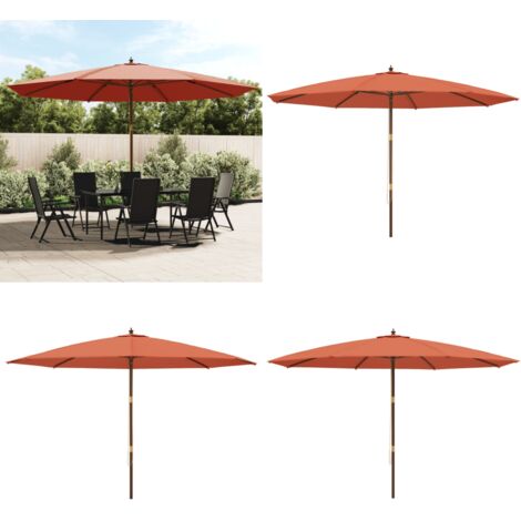 Ombrellone da Giardino con Palo in Legno Terracotta 400x273 cm - Ombrellone in legno - Ombrellone anti UV