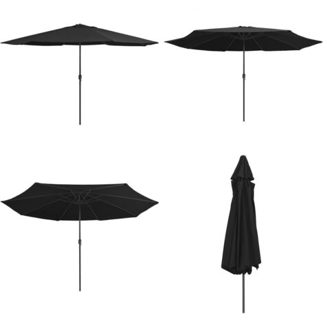 Ombrellone da Giardino con Palo in Metallo 390 cm Nero - Ombrellone in metallo - Ombrellone nero