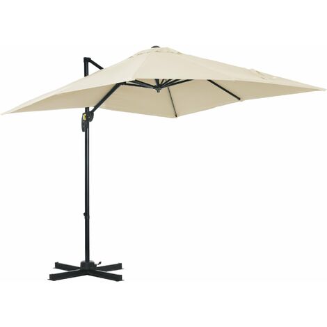 Ombrellone da Giardino Decentrato 245x245x248 cm in Alluminio Crema