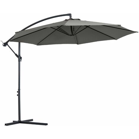 Ombrellone da Giardino Decentrato Ø300x250 cm in Acciaio e Poliestere Grigio