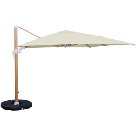 Ombrellone da Giardino Decentrato 4x4m Roma Wood beige