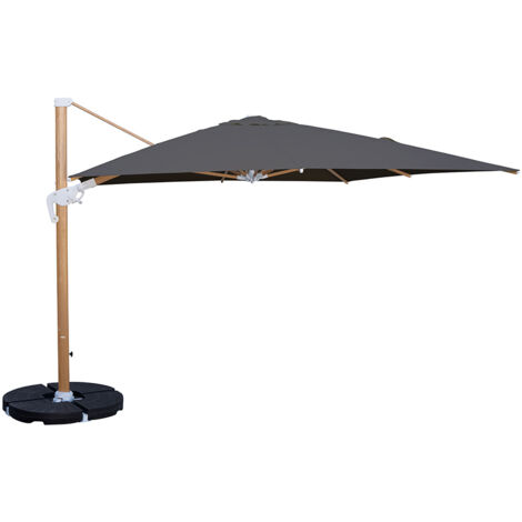Ombrellone da Giardino Decentrato 4x4m Roma Wood nero