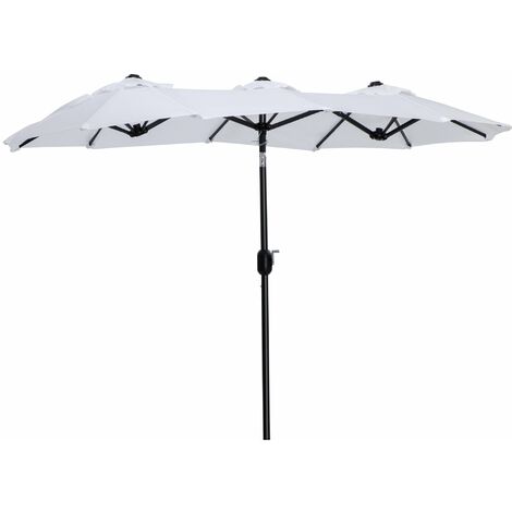 Ombrellone da Giardino Doppio 285x147x227 cm in Acciaio e Poliestere Bianco
