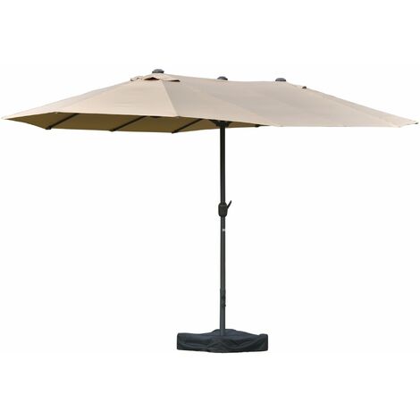 Ombrellone da Giardino Doppio 4,6x2,7m in Acciaio e Poliestere Khaki