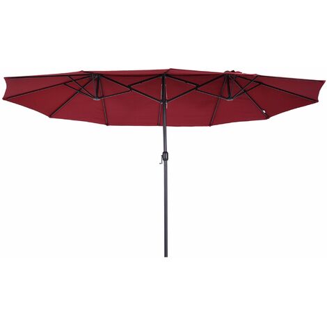 Ombrellone da Giardino Doppio 4,6x2,7m in Acciaio e Poliestere Rosso