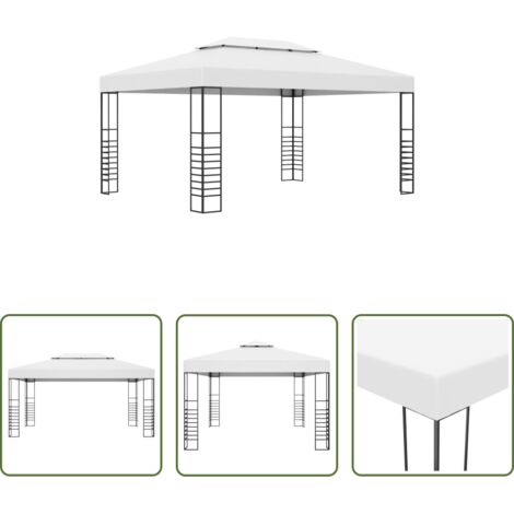 Ombrellone da giardino -  Gazebo da Giardino in Acciaio Verniciato 4x3x2,7 m Bianco