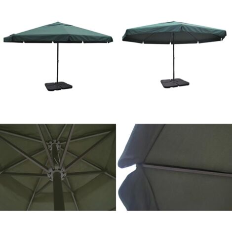 Ombrellone da Giardino in Alluminio con Base Portatile Verde - Ombrellone in alluminio - Base portatile