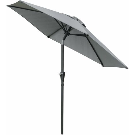 Ombrellone da Giardino Inclinabile con Apertura a Manovella e 6 Stecche 2,3x2m  Grigio