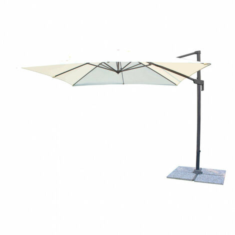 Ombrellone da Giardino Newton Decentrato 3x3 m in Alluminio Nero Telo Ecrù