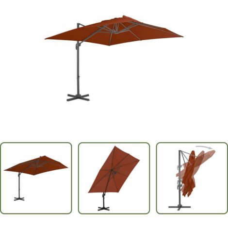 Ombrellone da giardino -  Ombrellone a Sbalzo con Palo in Alluminio 300x300 cm Terracotta