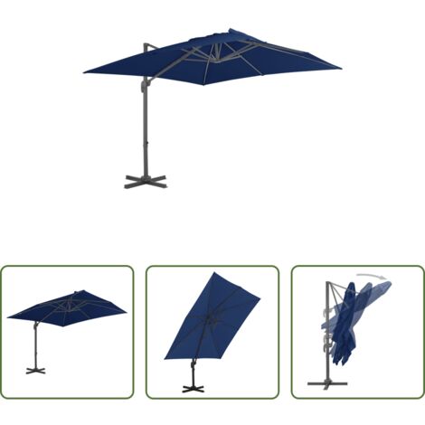Ombrellone da giardino -  Ombrellone a Sbalzo con Palo in Alluminio 3x3 m Azzurro