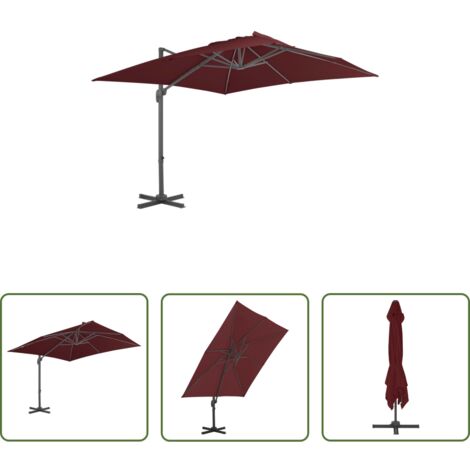 Ombrellone da giardino -  Ombrellone a Sbalzo con Palo in Alluminio 400x300 cm Bordeaux